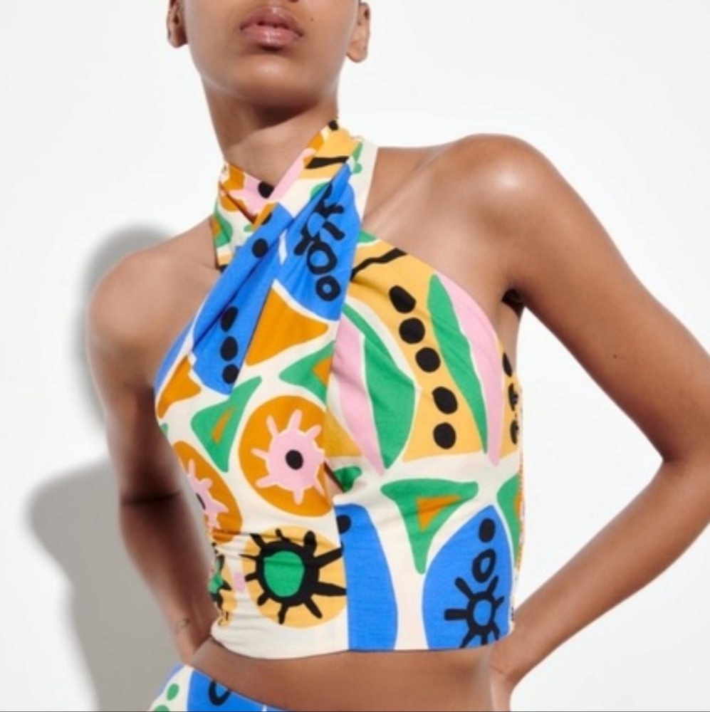 Zara Colorful Halter Neck Women Top